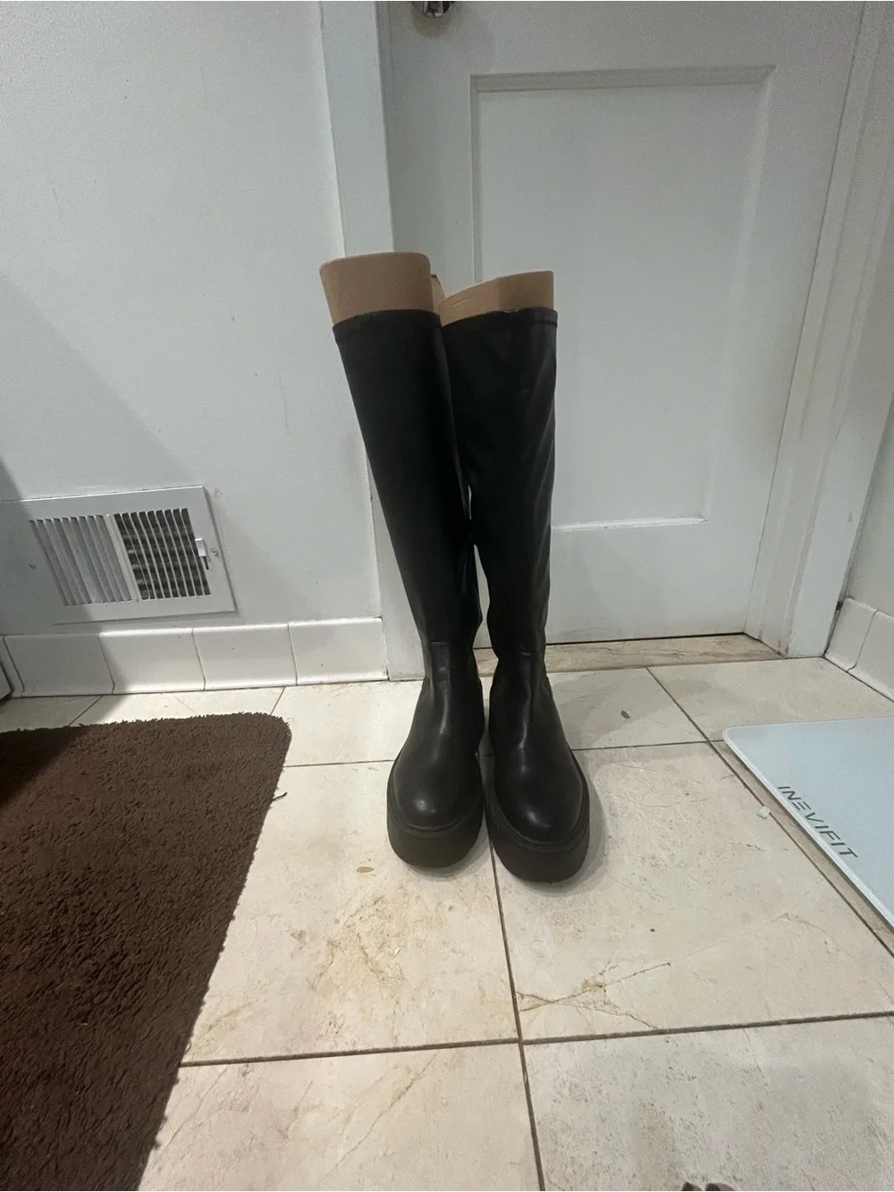 Steve Madden Black-Knee Platform Boots